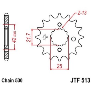 Piñón con goma anti-ruido JT SPROCKETS acero 513 - 530