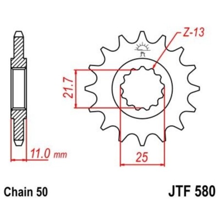 Piñón con goma anti-ruido JT SPROCKETS acero 580 - 530