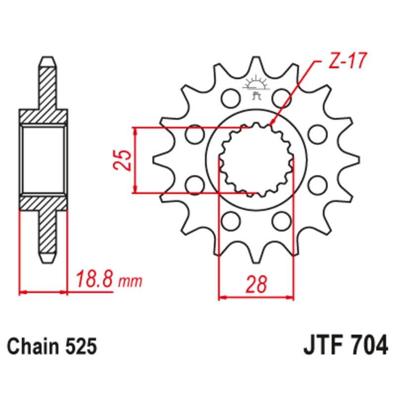 Piñón con goma anti-ruido JT SPROCKETS acero 704 - 525