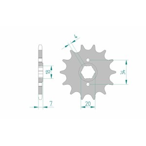 Piñón AFAM acero estándar 20203 - Paso 520