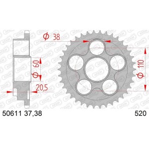 Corona AFAM acero estándar 50611 - Paso 520