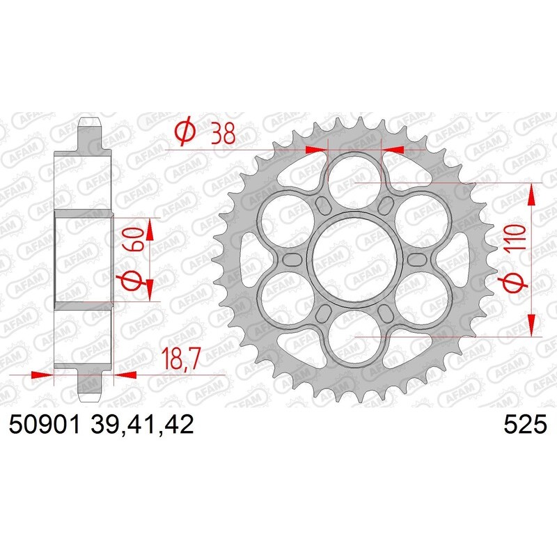 Corona AFAM acero estándar 50901 - Paso 525