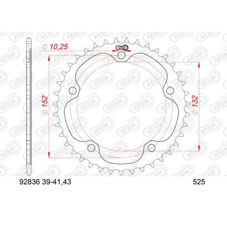 Corona AFAM acero estándar 92836 - Paso 525