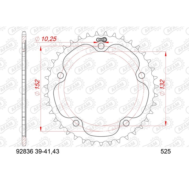 Corona AFAM acero estándar 92836 - Paso 525