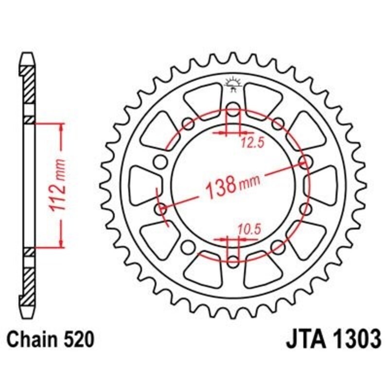Corona JT 1303 de aluminio con 42 dientes