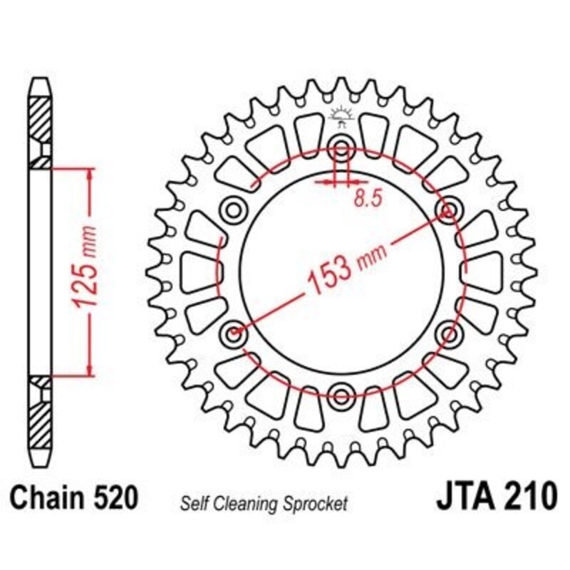Corona JT 210 de aluminio con 46 dientes