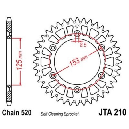 Corona JT 210 de aluminio con 46 dientes