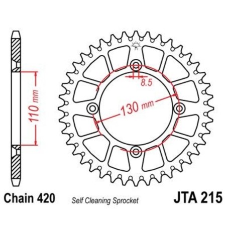 Corona JT 215 de aluminio con 51 dientes