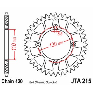 Corona JT SPROCKETS aluminio ultraligera autolimpiable 215 - Paso 420