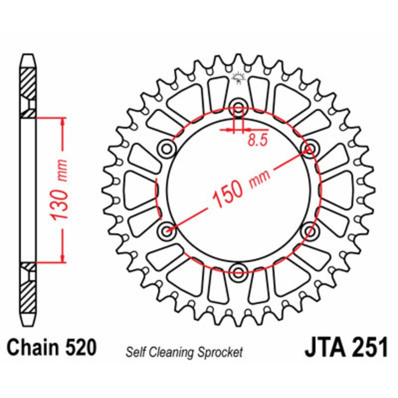 Corona JT 251 de aluminio con 48 dientes