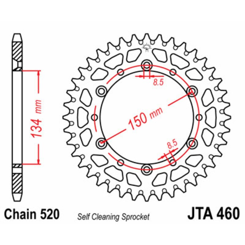 Corona JT 460 de aluminio con 47 dientes