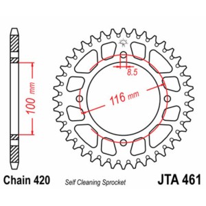 Corona JT 461 de aluminio con 50 dientes