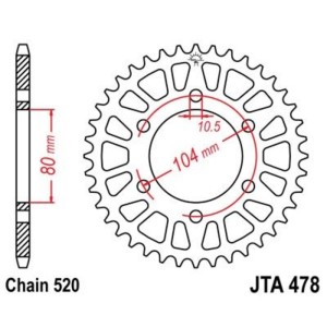 Corona JT 478 de aluminio con 47 dientes