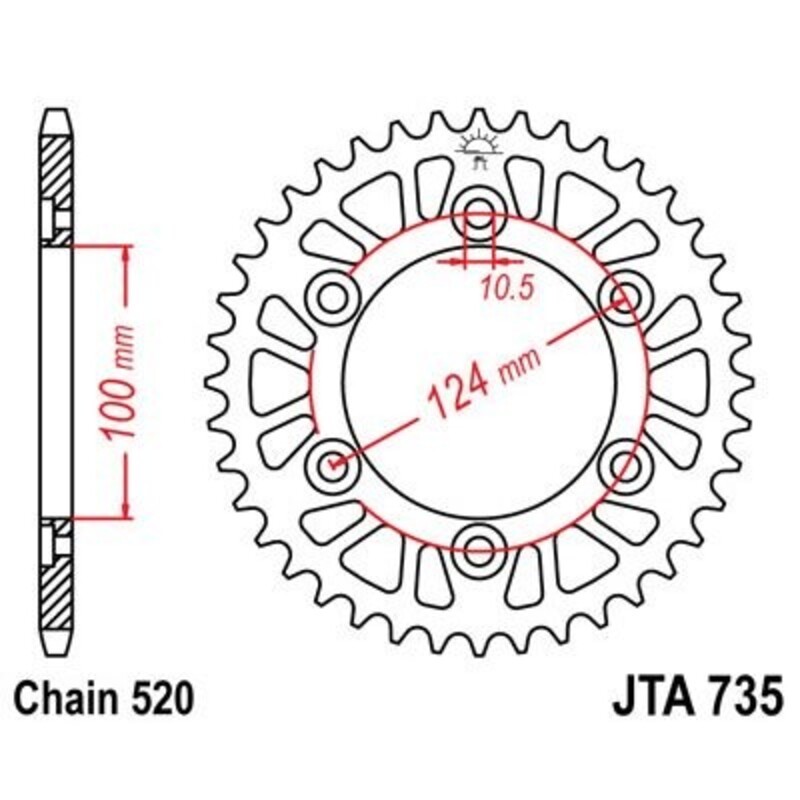Corona JT 735 de aluminio con 43 dientes