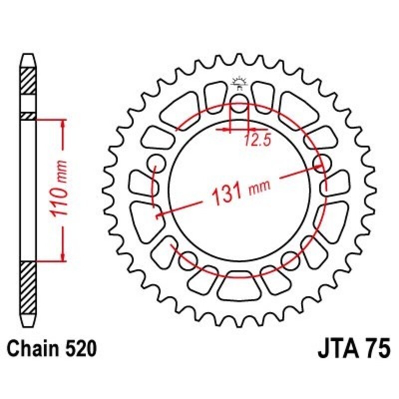 Corona JT 75 de aluminio con 45 dientes