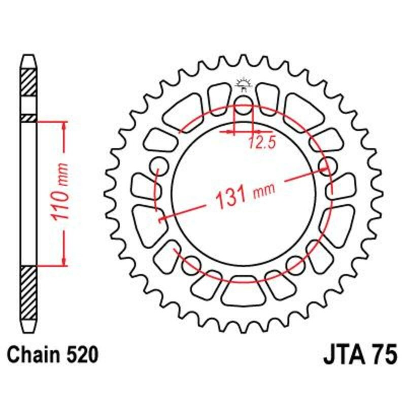 Corona JT 75 de aluminio con 46 dientes