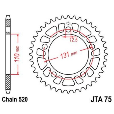Corona JT 75 de aluminio con 46 dientes
