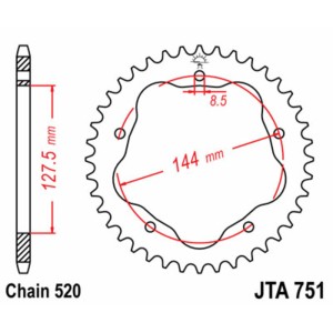 Corona JT SPROCKETS aluminio ultraligera 751 - Paso 520 - Requiere ...