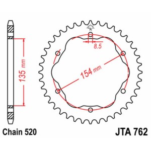 Corona JT SPROCKETS aluminio ultraligera 762 - Paso 520 - Requiere ...