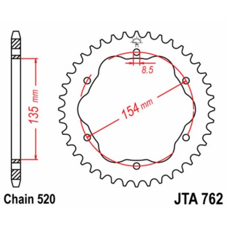 Corona JT SPROCKETS aluminio ultraligera 762 - Paso 520 - Requiere ...