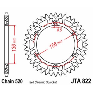 Corona JT 822 de aluminio con 53 dientes