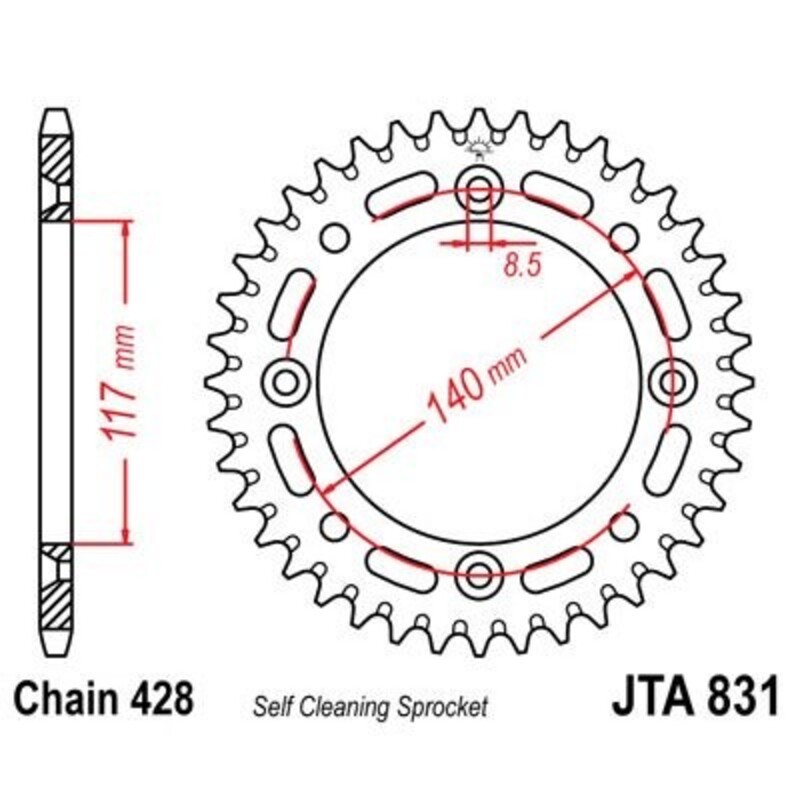 Corona JT 831 de aluminio con 47 dientes