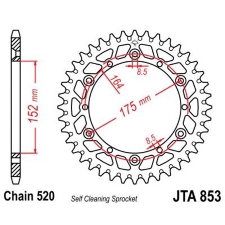Corona JT 853 de aluminio con 40 dientes