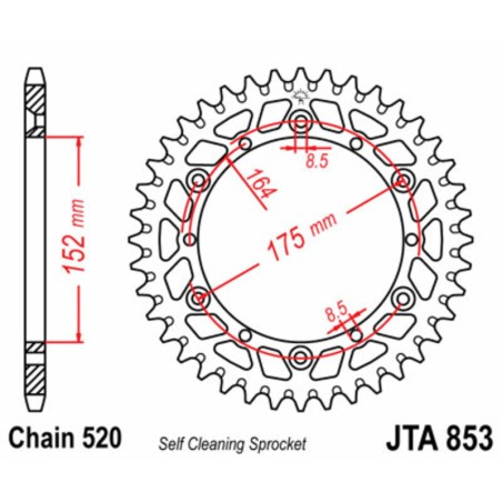Corona JT 853 de aluminio con 51 dientes
