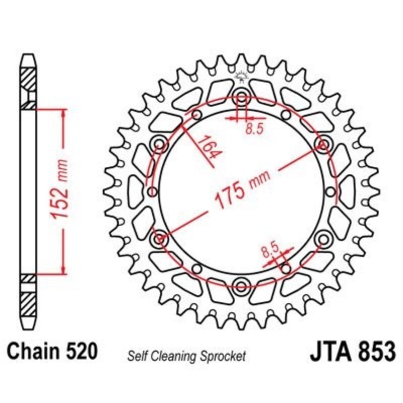 Corona JT 853 de aluminio con 47 dientes