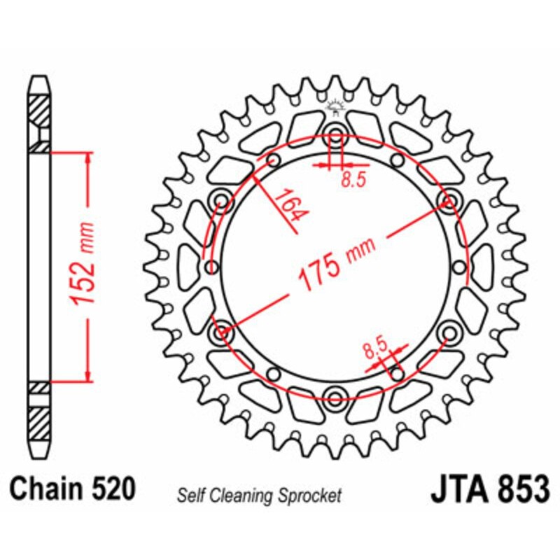 Corona JT 853 de aluminio con 48 dientes