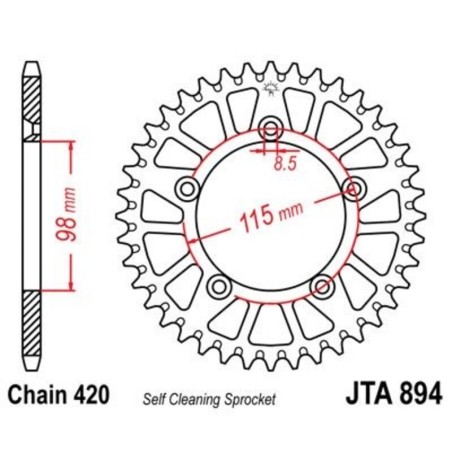 Corona JT 894 de aluminio con 46 dientes