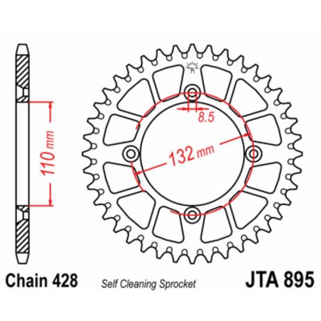 Corona JT 895 de aluminio con 49 dientes