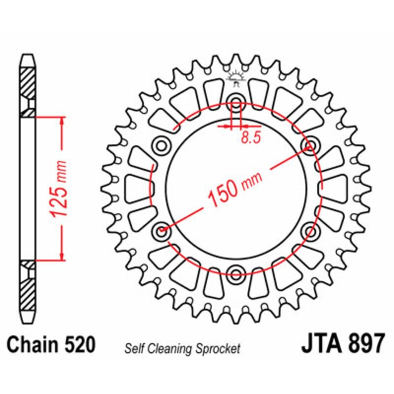 Corona JT 897 de aluminio con 40 dientes