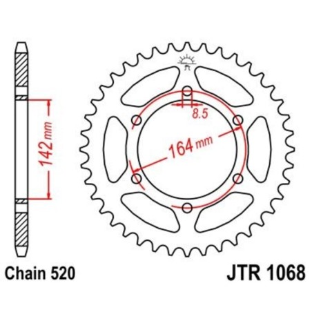 Corona JT 1068 de acero con 46 dientes
