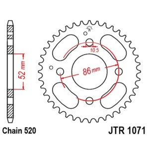 Corona JT SPROCKETS acero estándar 1071 - Paso 520