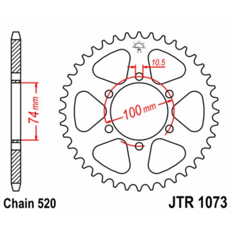 Corona JT SPROCKETS acero estándar 1073 - Paso 520