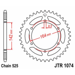 Corona JT SPROCKETS acero estándar 1074 - Paso 525