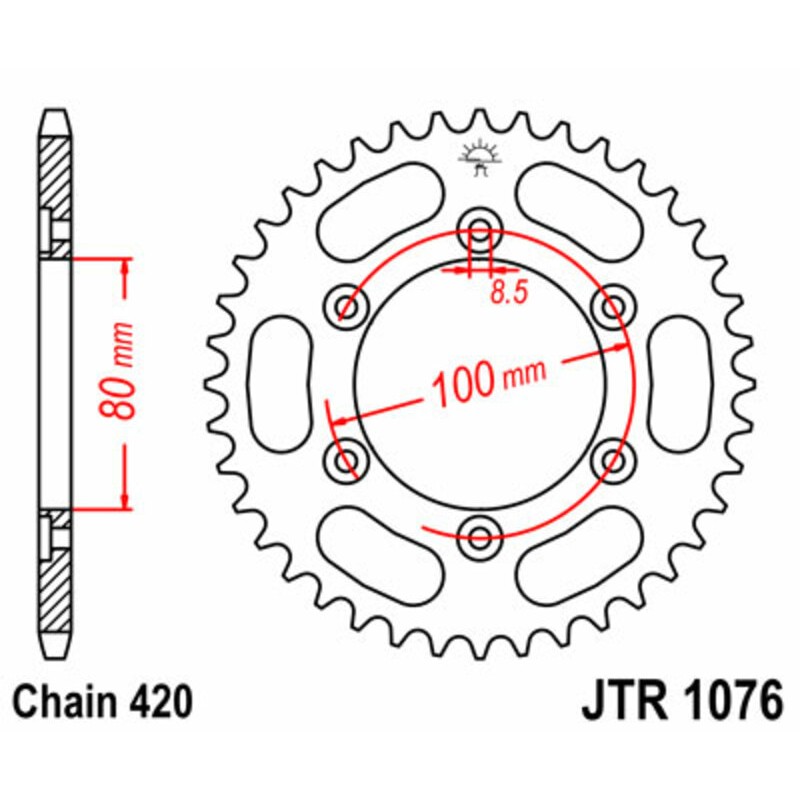 Corona JT SPROCKETS acero estándar 1076 - Paso 420