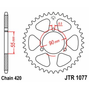 Corona JT SPROCKETS acero estándar 1077 - Paso 420