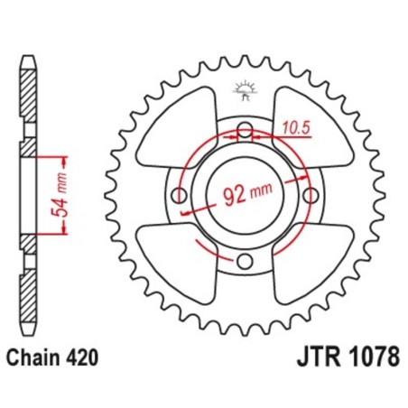 Corona JT 1078 de acero con 60 dientes