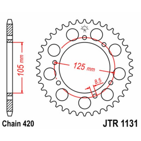 Corona JT SPROCKETS acero estándar 1131 - 420