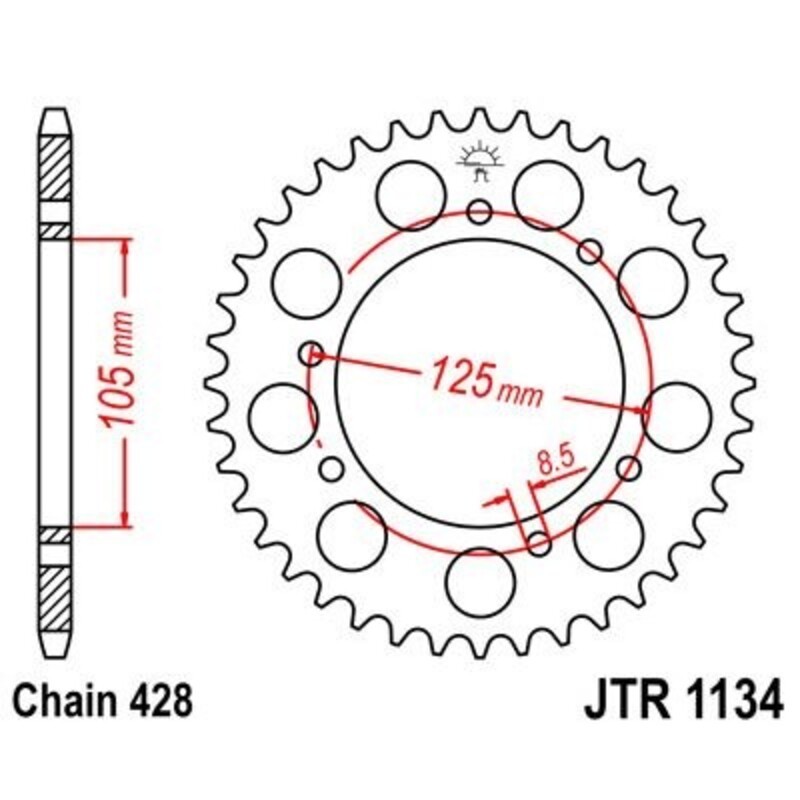 Corona JT 1134 de acero con 56 dientes
