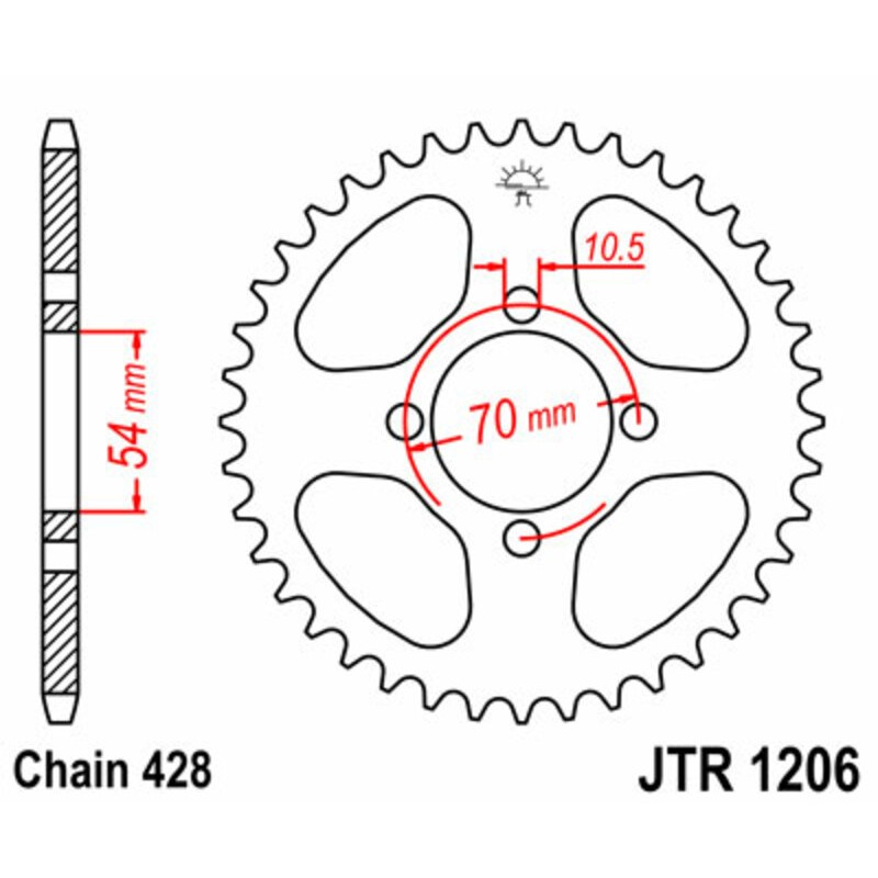 Corona JT SPROCKETS acero estándar 1206 - Paso 428