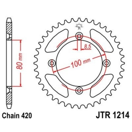 Corona JT 1214 de acero con 38 dientes