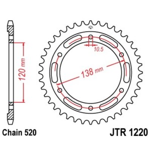 Corona JT 1220 de acero con 36 dientes