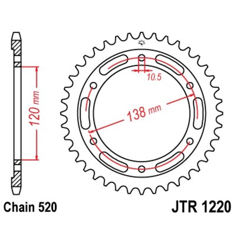 Corona JT 1220 de acero con 36 dientes