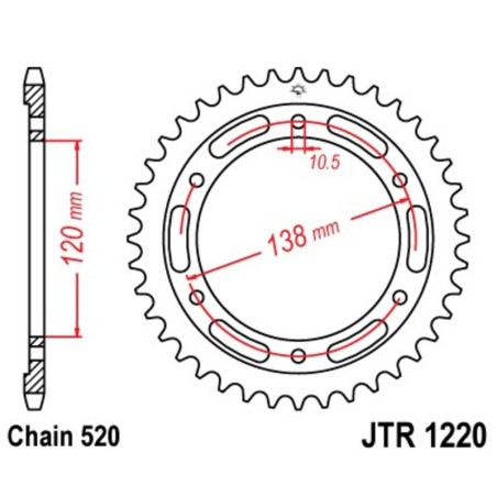 Corona JT 1220 de acero con 36 dientes