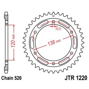 Corona JT SPROCKETS acero estándar 1220 - Paso 520