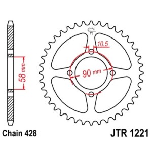 Corona JT 1221 de acero con 45 dientes