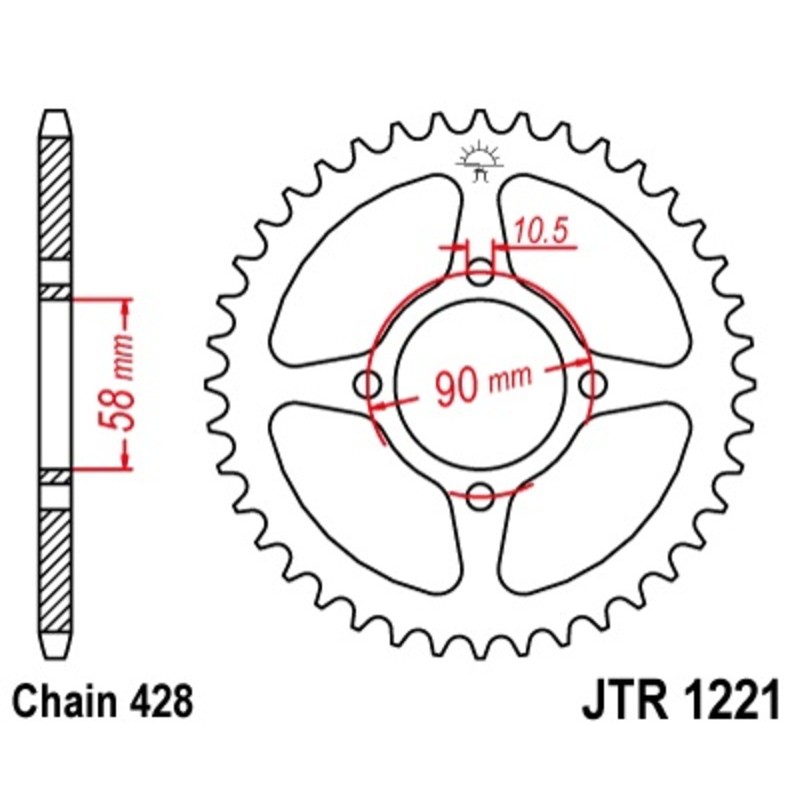 Corona JT 1221 de acero con 45 dientes